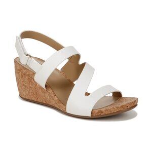 Naturalizer Womens Adria Strappy Wedge Sandals White Faux Leather Size 8M